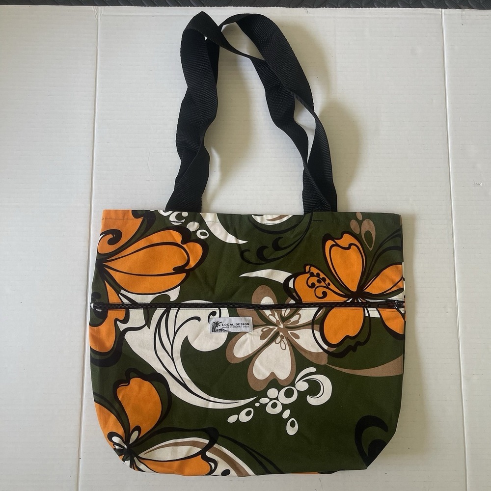 Floral Hawaiian Reversible Large Tote Bag Colorful Shopping Gym Made In Hawaii